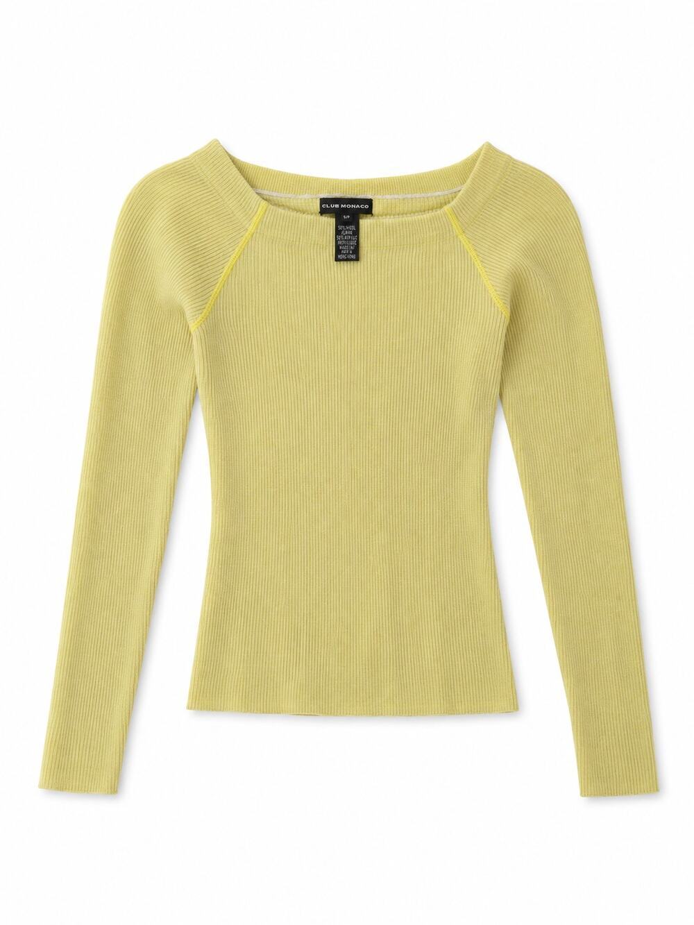 Club Monaco Micro-Stripe Wool-Blend Boat Neck Sweater